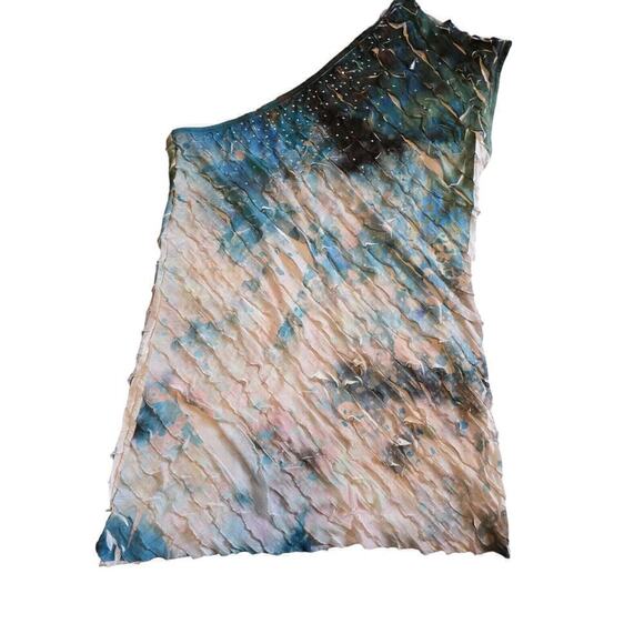 Maurices Womens Studio Y One Shoulder Multi Color Blouse one shoulder Sz Large - Picture 1 of 5